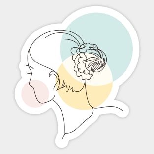 abstract lady, line art woman Sticker